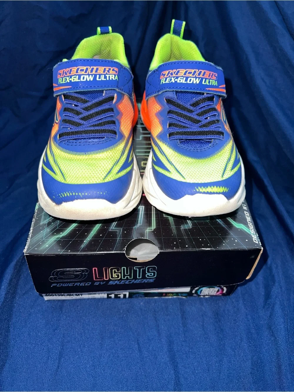 Skechers Kids Blue & Lime Light-Up Sneaker